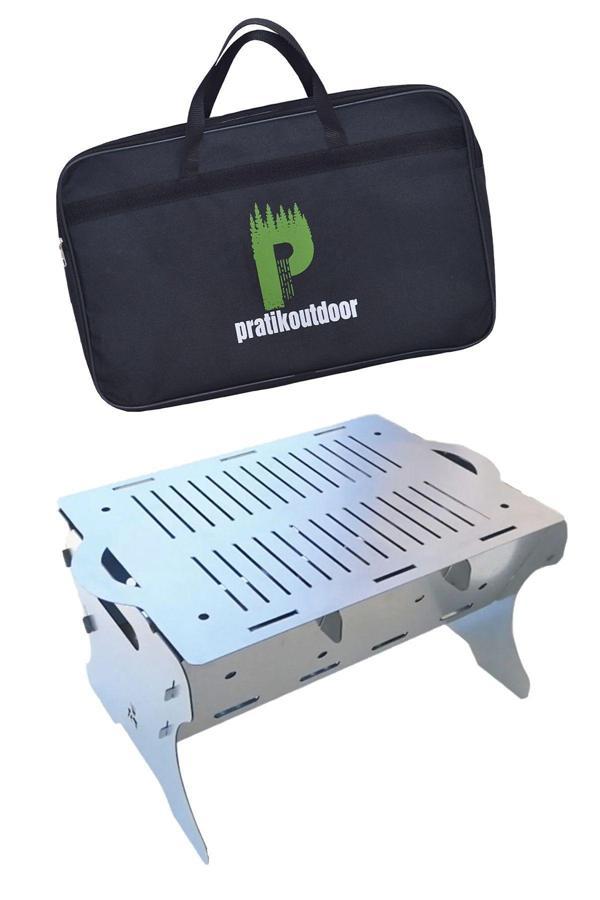 Pratikoutdoor Katlanır Paslanmaz Mangal Ve Ateş Çukuru 30X25Cm - Çantalı - Image 1