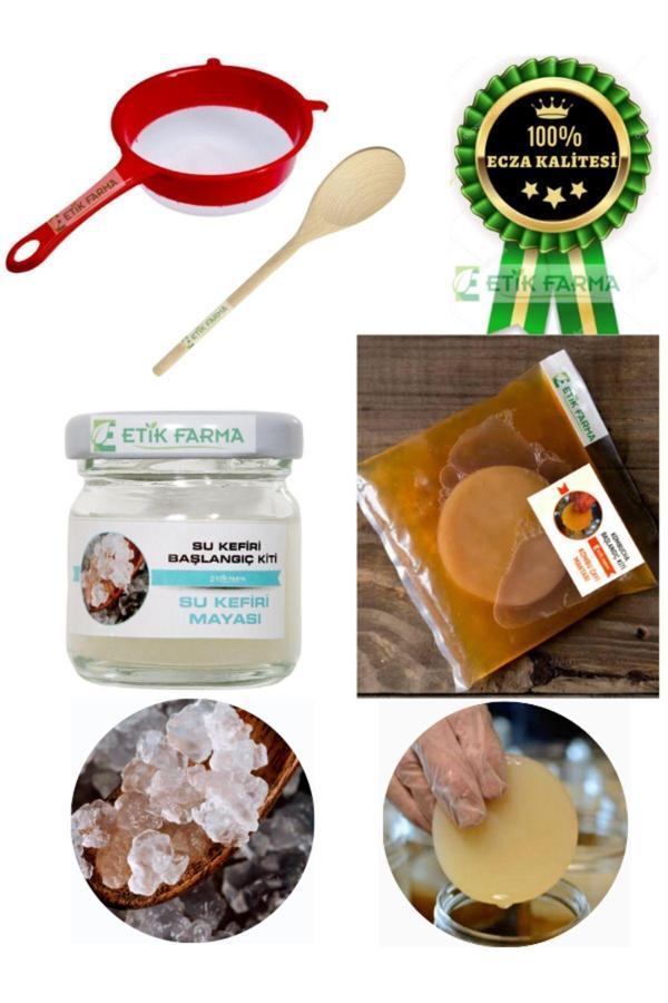 Etik Fatma Özel Üretim Organik Su Kefir Mayası Kombucha Mantarı Başlangıç Kiti Kombu Mantarı Süzgeç Tahta Kaşık - Image 1