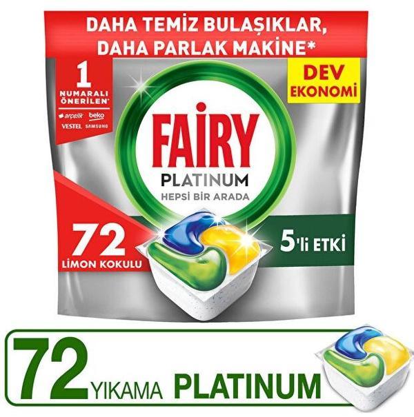 Fairy Platinum Bulaşık Makinesi Deterjanı Limon Kokulu 72 Kapsül - Image 1
