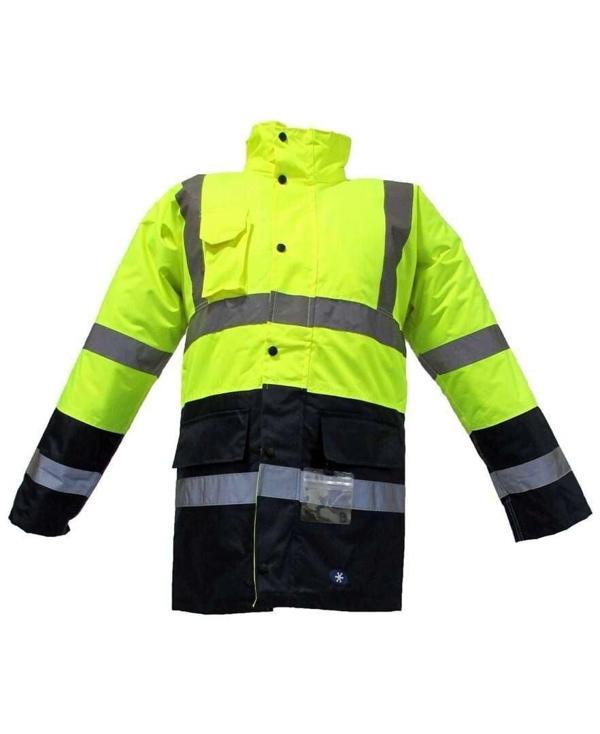 Waterproof Fosforlu Oxford Parka Sarı Lacivert XXXL beden JUNIOR JN1013 - Image 1