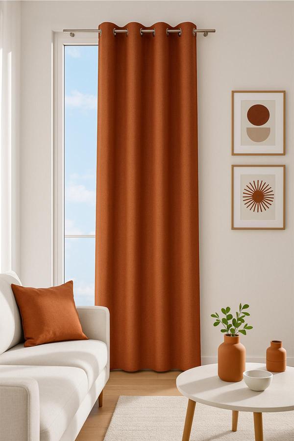 Nadia Halkalı Fon Perde Kiremit 140x260 - Image 1