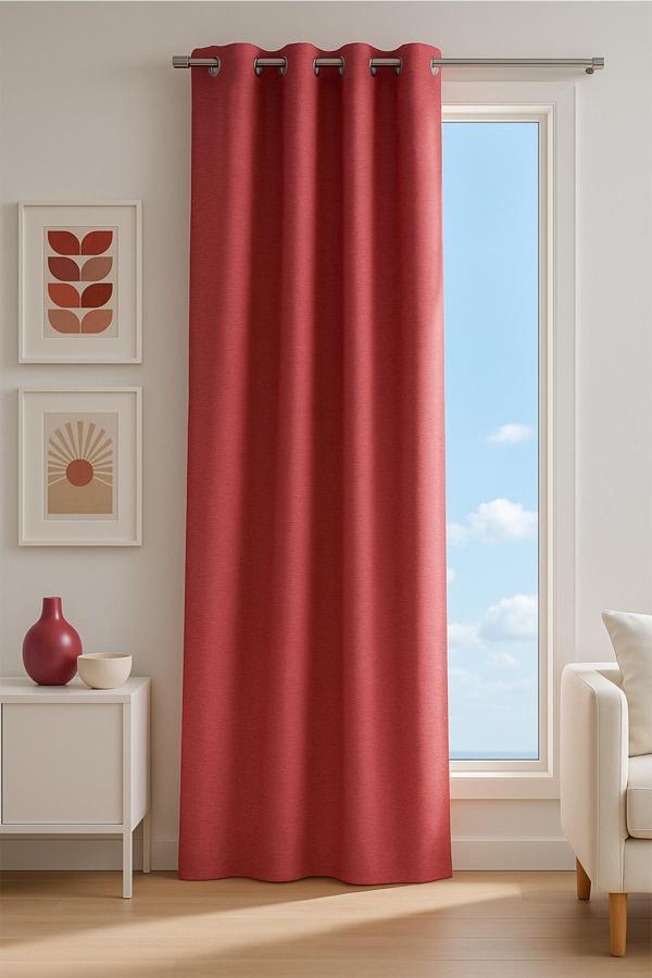 Artemis Halkalı Fon Perde Kırmızı 140x260 - Image 1