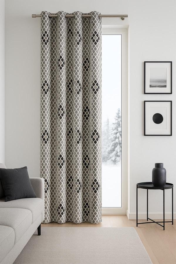 Duck Halkalı Fon Perde Gri 140x260 - Image 1