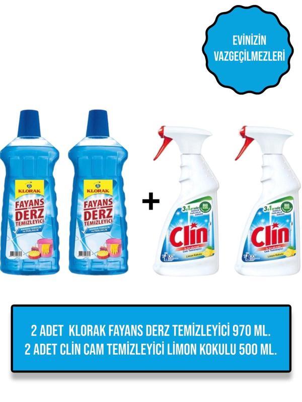 Clin 2 Adet  Limon Cam Temizleyici 2 Adet Klorak Fayans Derz Temizleyici - Image 1