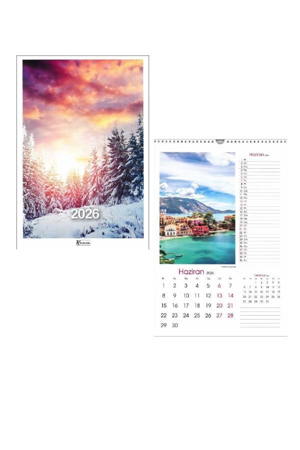2026 Duvar Takvimi Spiralli 12 Yaprak 31x43cm - Image 1