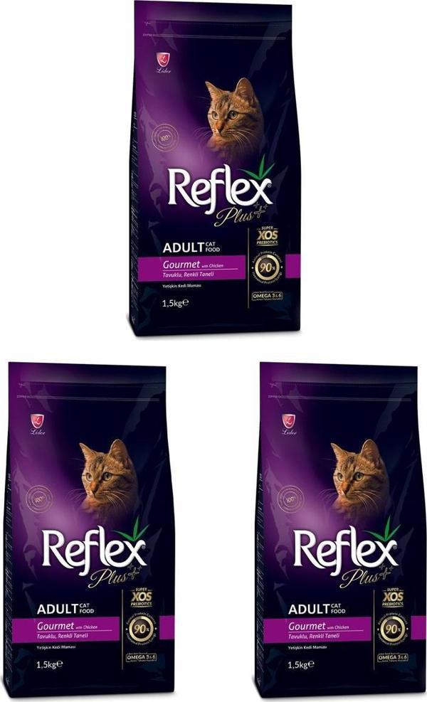 Reflex Plus Renkli Taneli Tavuklu Kedi Maması 1,5 Kg 3 Adet - Image 1