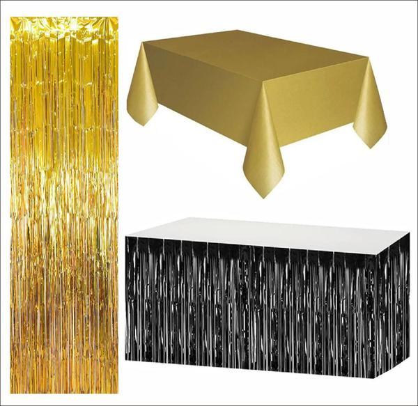 Gold Masa Örtüsü, Siyah Masa Eteği, Gold Arka Fon - Image 1