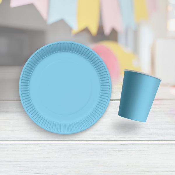 16 Adet Mavi Tabak, 16 Adet Mavi Bardak - Image 1