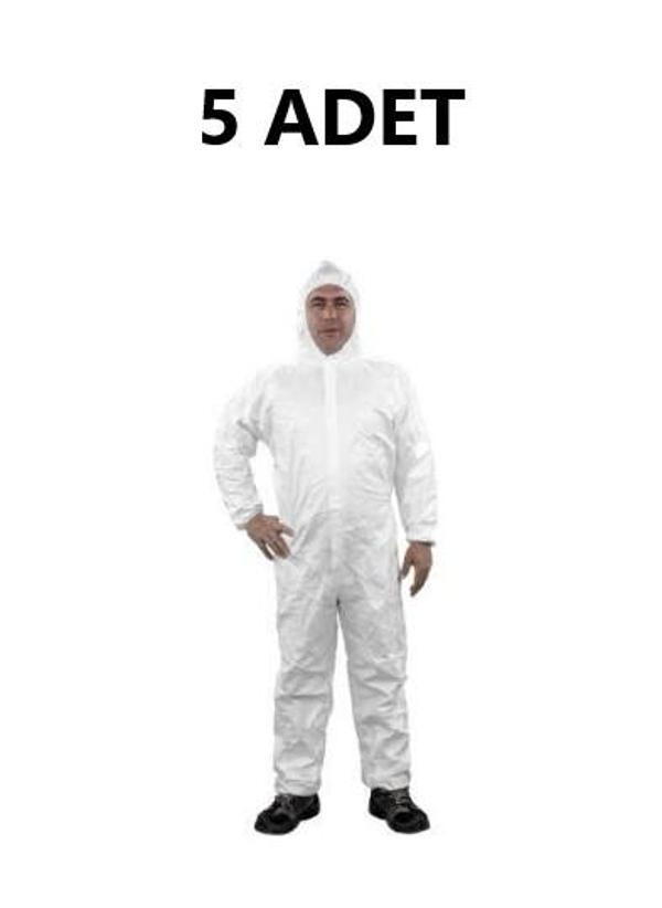 Tek Kullanımlık Koruyucu Tulum 5 Adet APEX 342 Tip 5/6 45 GR Lamineli Beden Large - Image 1