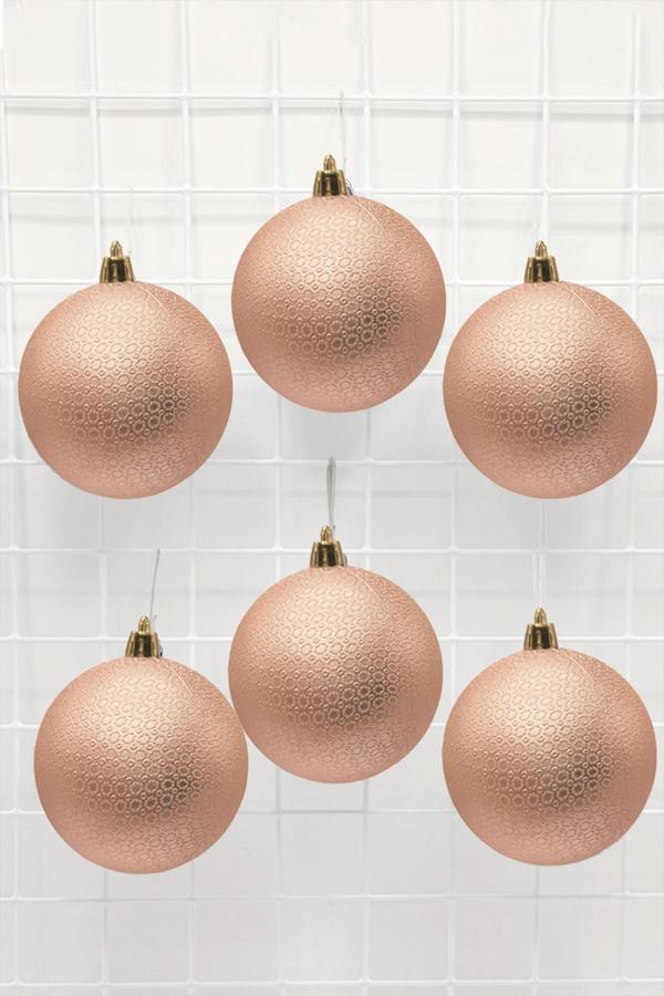 Waldern Yılbaşı Çam Ağacı Süsü Mat Şampanya 8 Cm Figürlü Mat 6lı Cici Top - Image 1