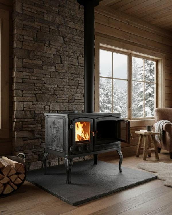 Reyo Stove Ayder Fırınlı Kuzineli Döküm Şömine Soba - Image 1