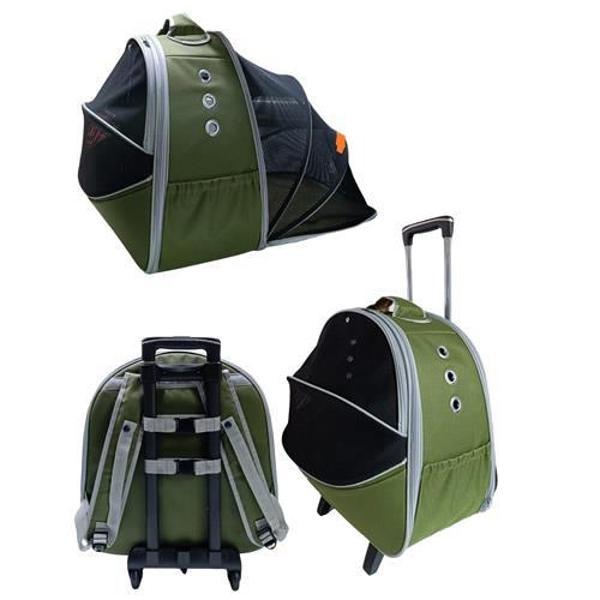 La Vista Grand Paris Tekerlekli Genişletilebilen Kedi, Küçük Köpek Taşıma Çantası Yeşil 40-40-50cm - Image 1