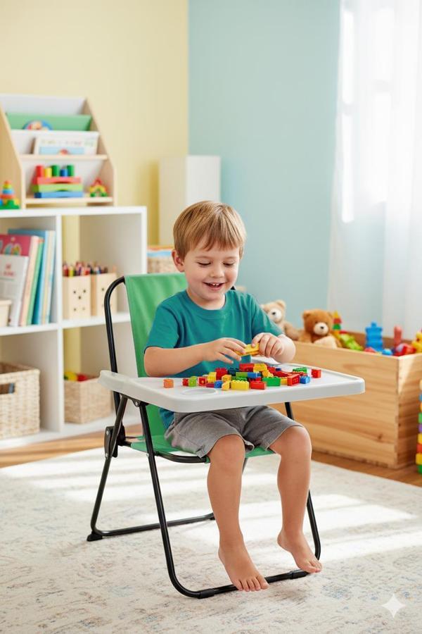 EXENT 2–6 Yaş, Oyun Aktivite Masası, Çocuk Sandalyesi ve Masası Tak-Çıkar Masa-YEŞİL - Image 1