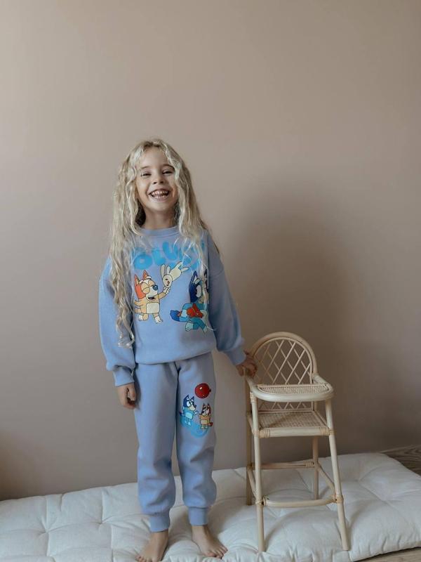 KIZ ÇOCUK BLUEY MODELLİ 3 İPLİK ŞARDONLU EŞOFMAN TAKIMI - Image 1