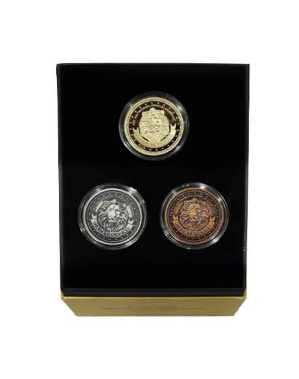 Galatasaray 24. Şampiyonluk Hatıra Sikke Seti – Kutulu Gümüş (AU KAPLAMA), Gümüş, Bronz Sikke Seti - Image 1