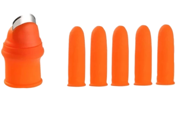 5 Parça Parmak Koruyucu 1 Parça Baş Parmak Bıçaklı Eldiven Sebze Meyve Soyucu Kesme Silikon Set - Image 1