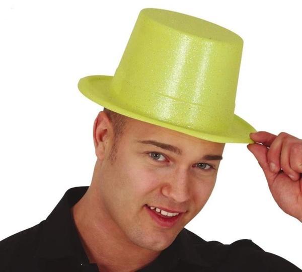 BFS     Floresan Sarı Renk Simli Uzun Fötr Melon Şapka 12 cm - Image 1