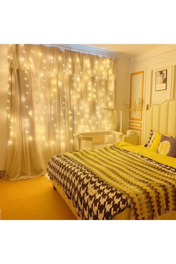 8 Fonksiyonlu Peri Perde Led Uzaktan Kumandalı Günışığı Perde Peri Led (3 Mt X 3 Mt) - Image 1