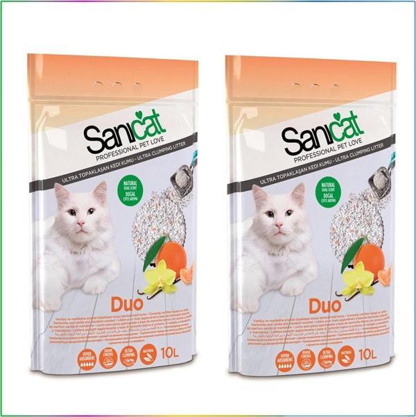 Sanicat Tozsuz Vanilyalı Mandalina Aromalı Doğal Kedi Kumu 10 Lt X 2 Adet - Image 1