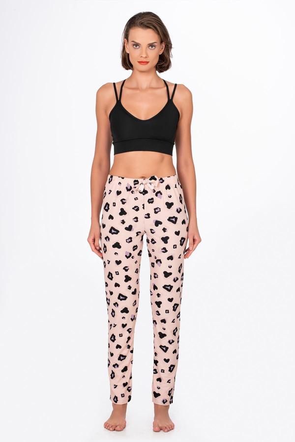 Kadın Süet Leopar Desenli Pijama Tek Alt - Image 1