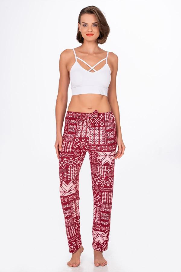 Kadın Süet Kış Desenli Pijama Tek Alt - Image 1