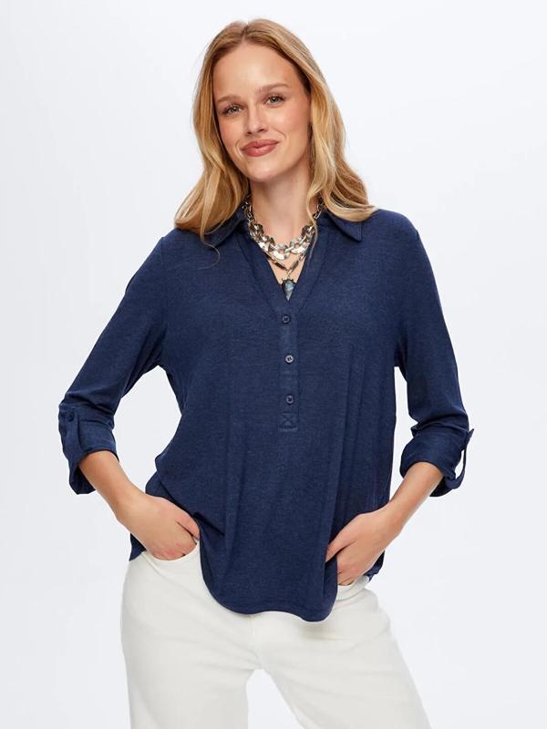 Faik Sönmez Polo Yaka Kadın Uzun Kollu T-Shirt BW26TSH004 - Image 1