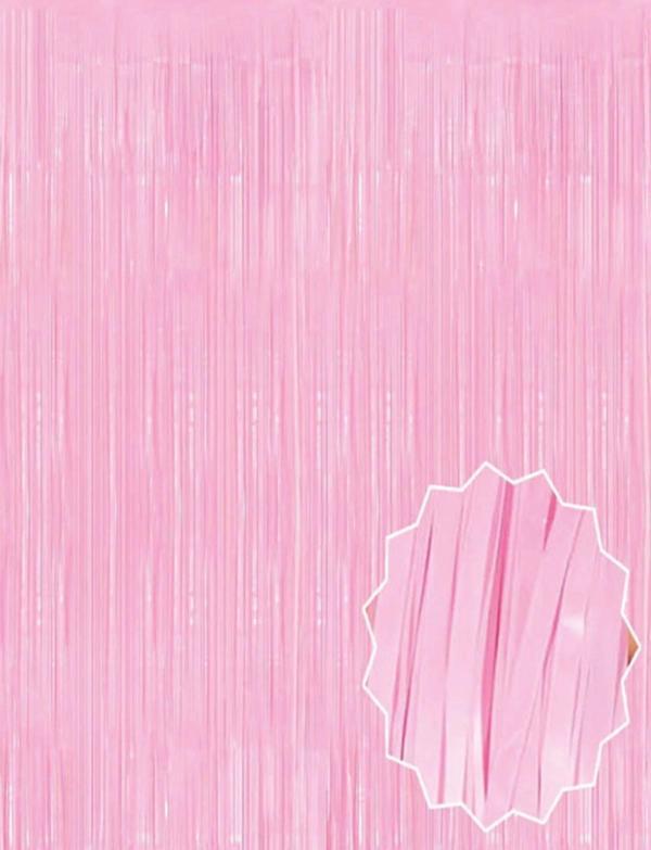 Soft Pembe Püsküllü Kapı Perdesi - Parti, Baby Shower, Cinsiyet Partisi 1x2 M - Image 1