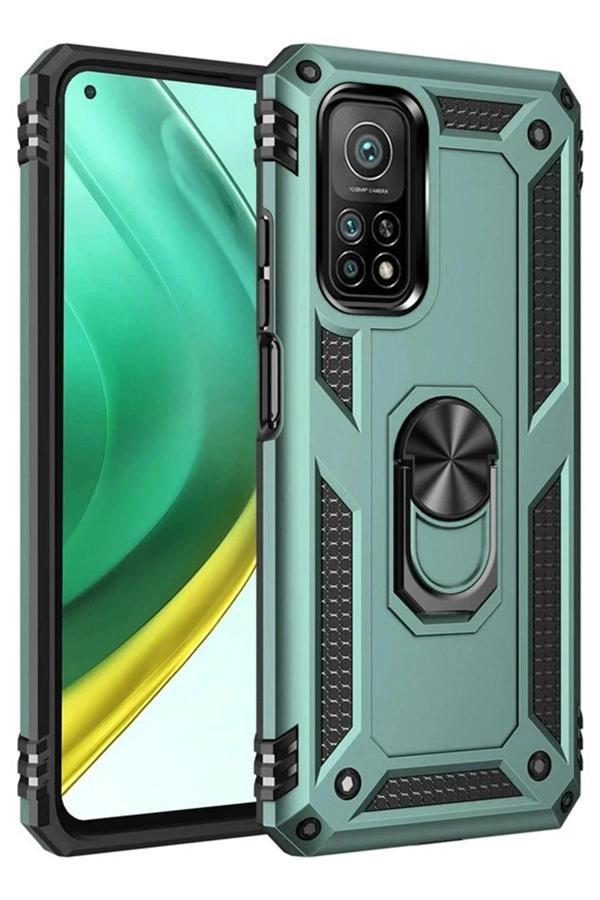 Xiaomi Mi 10T Pro Kılıf Sofya Yüzüklü Silikon Kapak - Yeşil-(5796) - Image 1
