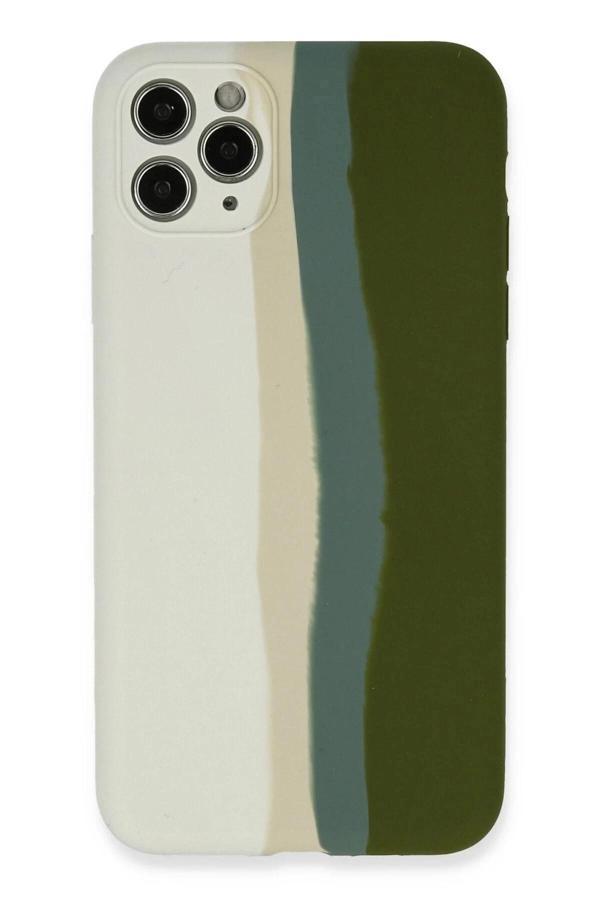 iPhone 11 Pro Kılıf Ebruli Lansman Silikon - Beyaz-Yeşil-(5796) - Image 1