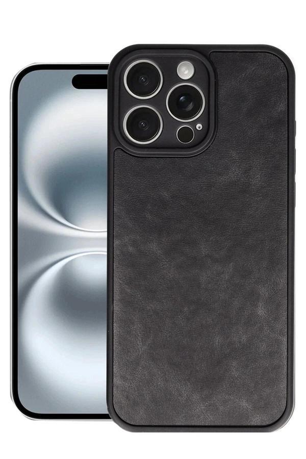 iPhone 16 Pro Kılıf Aras Deri Kapak - Siyah-(5796) - Image 1