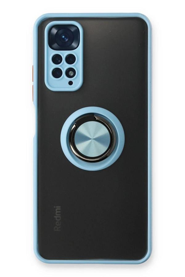 Xiaomi Redmi Note 11 Kılıf Montreal Yüzüklü Silikon Kapak - Buz Mavi-(5796) - Image 1