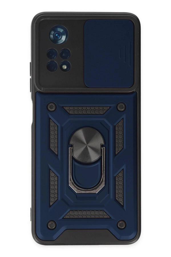 Xiaomi Poco X4 Pro 5G Kılıf Pars Lens Yüzüklü Silikon - Lacivert-(5796) - Image 1