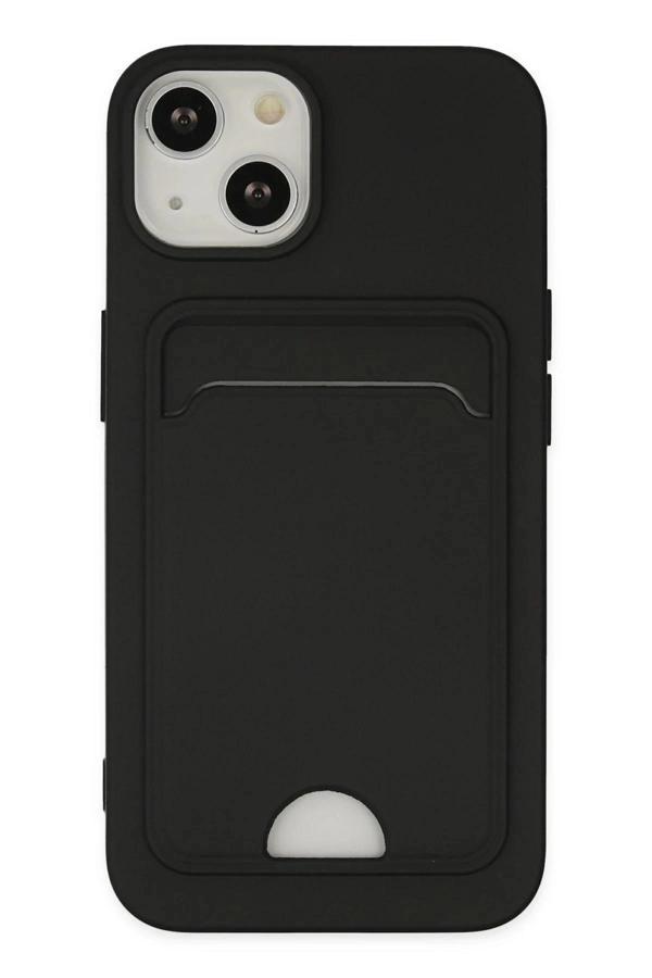 iPhone 14 Plus Kılıf Kelvin Kartvizitli Silikon - Siyah-(5796) - Image 1
