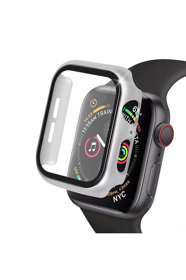 Apple Watch 41mm Camlı Kasa Ekran Koruyucu - Gümüş-(5796) - Image 1