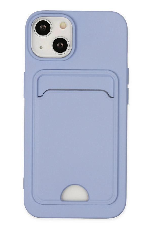 iPhone 14 Plus Kılıf Kelvin Kartvizitli Silikon - Lila-(5796) - Image 1