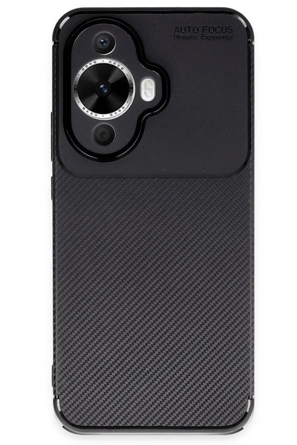 Huawei Nova 12S Kılıf Auto Focus Karbon Kapak - Siyah-(5796) - Image 1