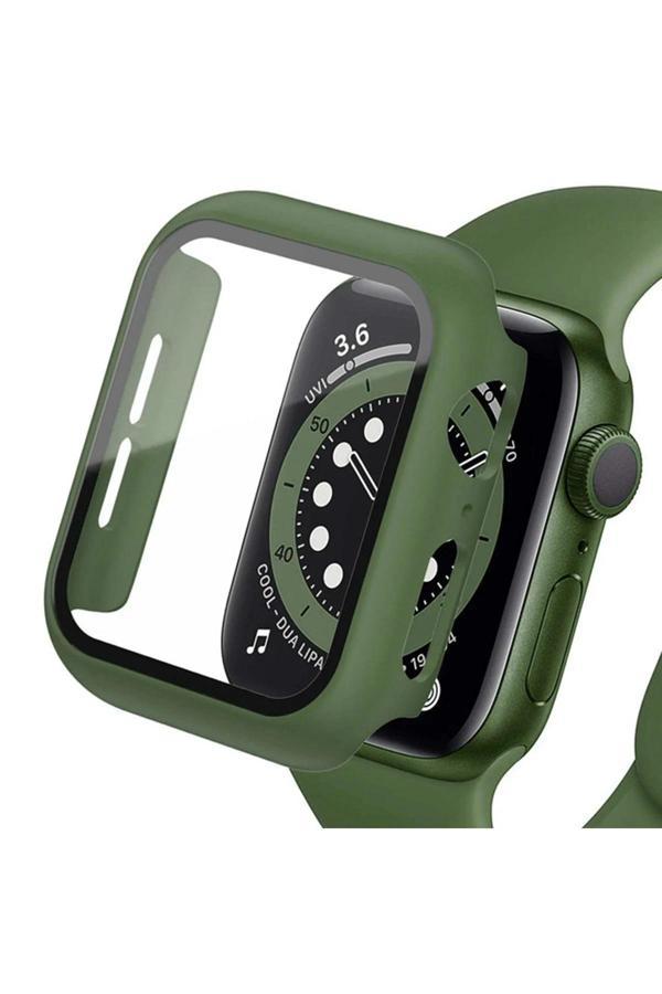 Apple Watch 41mm Camlı Kasa Ekran Koruyucu - Koyu Yeşil-(5796) - Image 1