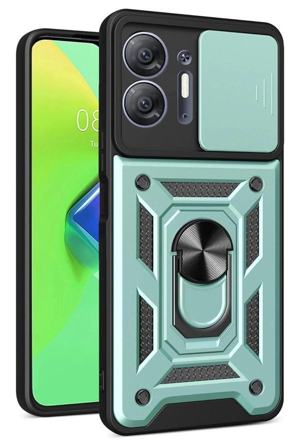 İnfinix Hot 30 5G Kılıf Pars Lens Yüzüklü Silikon - Yeşil-(5796) - Image 1