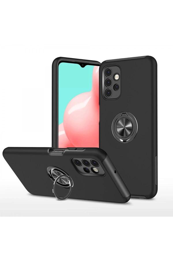 Samsung Galaxy A72 Kılıf Elit Yüzüklü Kapak - Siyah-(5796) - Image 1