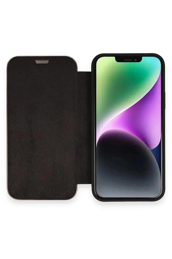 iPhone 12 Kılıf Dolpin Kapaklı - Siyah-(5796) - Image 1