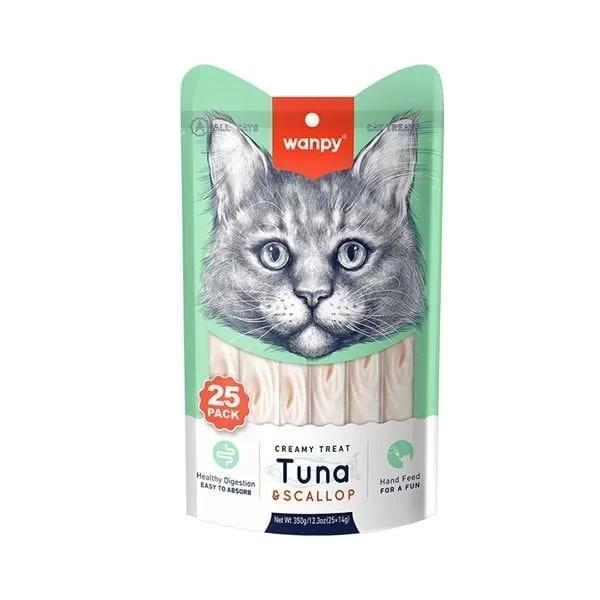 Wanpy Ton Balıklı ve Deniz Taraklı Sıvı Kedi Ödülü 14 Gr 25 Adet - Image 1