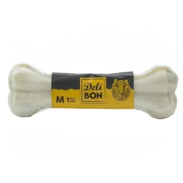 Delibon Deri Pres Vakumlu Kemik Köpek Ödülü Beyaz 15 Cm 1 Adet - Image 1