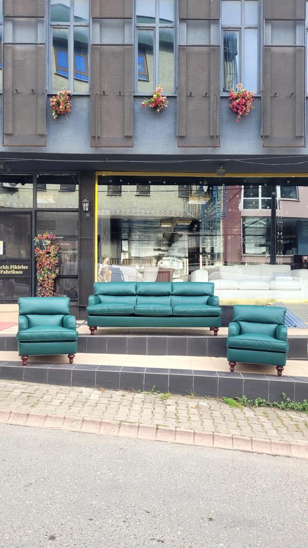 3A MOBİLYA HAKİKİ DERİ MERİT KOLTUK TAKIMI 3+1+1 - Image 1