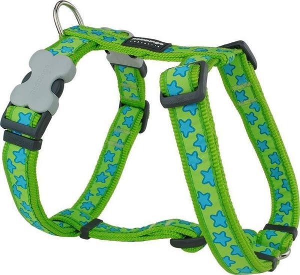 Reddingo Lime Üzerine Turkuaz Yıldızlı Köpek Göğüs Tasması L /25mm - Image 1