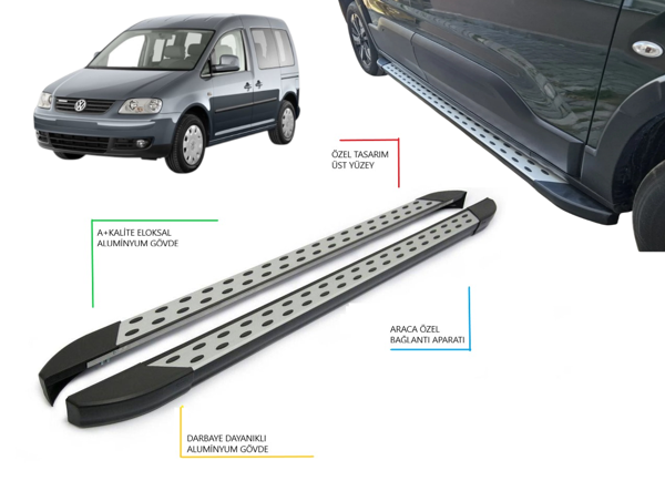 VLOKSWAGEN CADDY *KISA ŞASE* NOKTALI YAN BASAMAK 2004 2005 2006 2007 2008 2009 2010 2011 2012 2013 2014 2015 2016 2017 2018 2019 2020 - Image 1