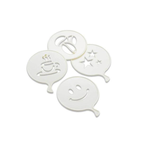 4 Pcs Süsleme Şablonu Plastik Kahve Fincan - Yıldız - Gülen Yüz - Palyaço - Image 1