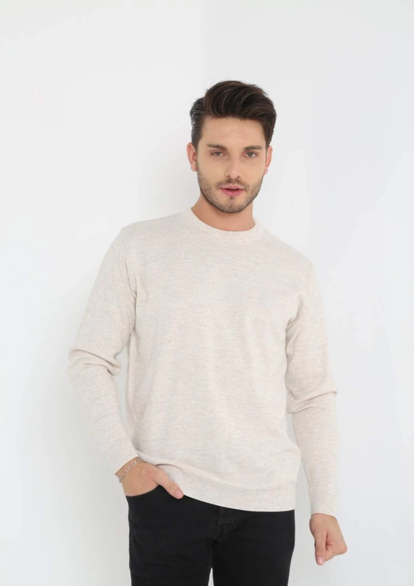 VF-Uzun Kol Biskilet Yaka Dokuma Triko - Bej - - Image 1