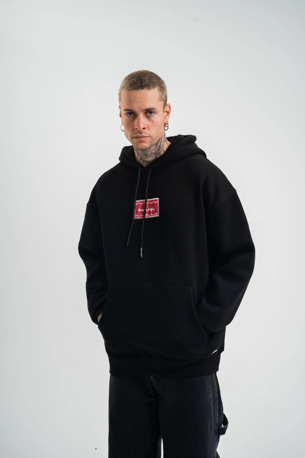 VF-Double Oversize Kapşonlu Dijital Patchli SweatShirt - Siyah - - Image 1