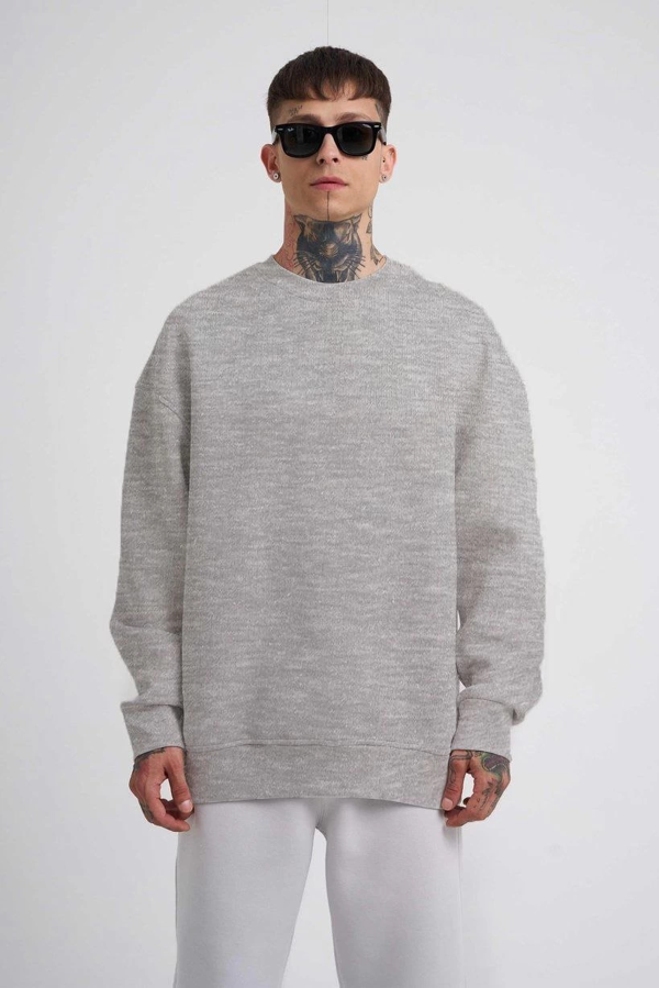 VF-Biskilet Yaka Üç İplik SweatShirt - Gri - - Image 1