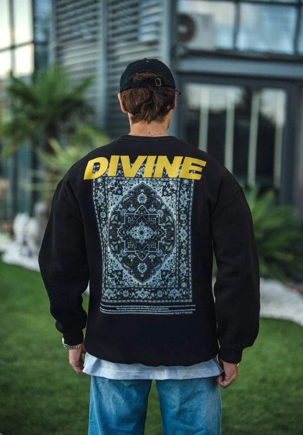 VF-Kışlık Bisiklet Yaka Baskılı SweatShirt - Siyah - - Image 1